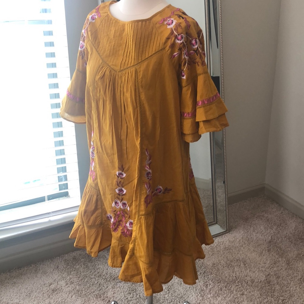 New Free People Pavlo Cotton Embroidered Dress - Picture 4 of 9